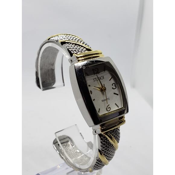Studio Time STD950T 415 Women\'s dress watch. Silver and gold bangle band main image 9